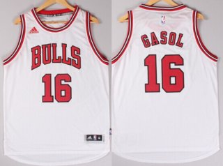 Chicago Bulls #16 Pau Gasol Revolution 30 Swingman 2014 New White Jersey