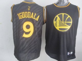 Golden State Warriors #9 Andre Iguodala Revolution 30 Swingman 2014 Black With Gold Jersey