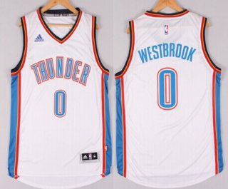 Oklahoma City Thunder #0 Russell Westbrook Revolution 30 Swingman 2014 New White Jersey