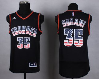 Oklahoma City Thunder #35 Kevin Durant Revolution 30 Swingman 2014 USA Flag Fashion Black Jersey