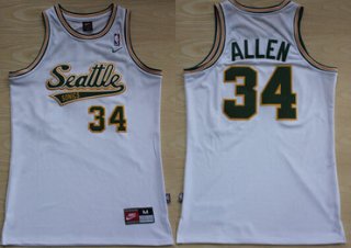 Seattle Supersonics #34 Ray Allen White AU Swingman Jersey