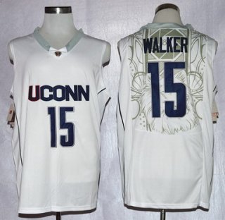 Uconn Huskies #15 Kemba Walker White Jersey