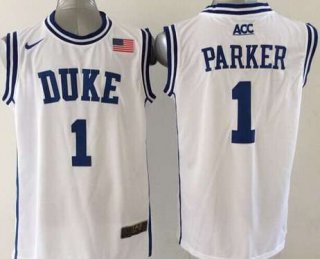 Duke Blue Devils #1 Jabari Parker 2015 White Round Collar Jersey