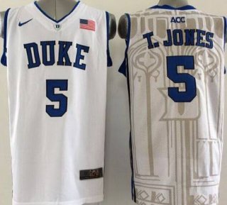 Duke Blue Devils #5 Tyus Jones White Jersey