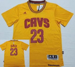 Men's Cleveland Cavaliers #23 LeBron James Revolution 30 Swingman 2014 New Yellow Short-Sleeved Jersey