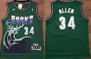 Men's Milwaukee Bucks #34 Ray Allen ABA Hardwood Classic Swingman Green Throwback Jersey