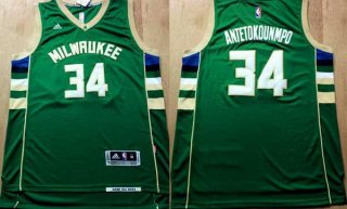 Men's Milwaukee Bucks #34 Giannis Antetokounmpo Revolution 30 Swingman 2015 New Green Jersey