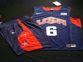 2012 Olympics Team USA 6 LeBron James Blue Basketball Suit