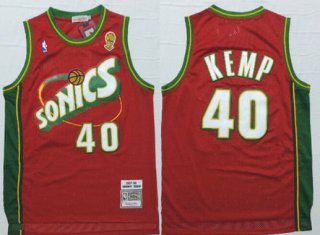 Men's Seattle Supersonics #40 Shawn Kemp 1997-98 Red Hardwood Classics Soul Swingman Throwback Jersey