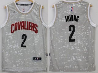 Men's Cleveland Cavaliers #2 Kyrie Irving Adidas 2015 Gray City Lights Swingman Jersey