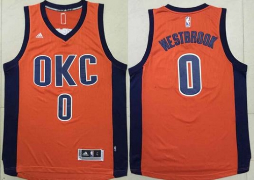 Men's Oklahoma City Thunder #0 Russell Westbrook Revolution 30 Swingman 2015-16 New Orange Jersey