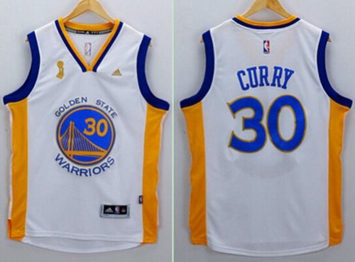 Men's Golden State Warriors #30 Stephen Curry White 2015 Championship Patch Jersey