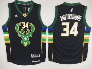 Men's Milwaukee Bucks #34 Giannis Antetokounmpo Revolution 30 Swingman 2015-16 Black Jersey