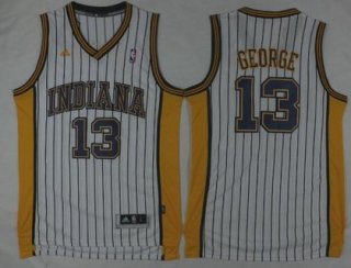 Men's Indiana Pacers #13 Paul George Revolution 30 Swingman 2015-16 Retro White Jersey