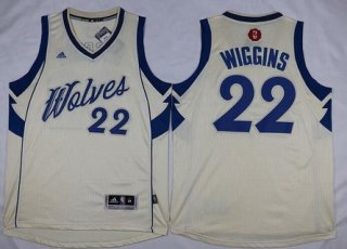 Men's Minnesota Timberwolves #22 Andrew Wiggins Revolution 30 Swingman 2015 Christmas Day Cream Jersey