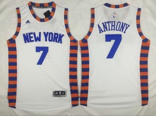 Men's New York Knicks #7 Carmelo Anthony Revolution 30 Swingman 2015-16 White Jersey