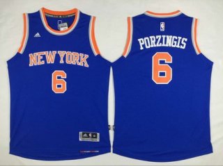 Men's New York Knicks #6 Kristaps Porzingis Revolution 30 Swingman 2014 New Blue Jersey