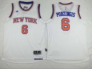 Men's New York Knicks #6 Kristaps Porzingis Revolution 30 Swingman 2014 New White Jersey