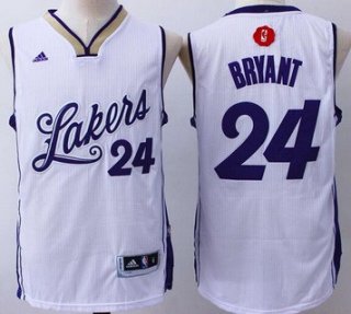 Men's Los Angeles Lakers #24 Kobe Bryant Revolution 30 Swingman 2015 Christmas Day White Jersey