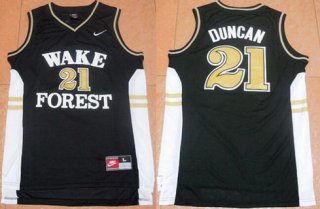 Men's West Forsyth University #21 Tim Duncan Black College Basketball Nike Swingman Jersey