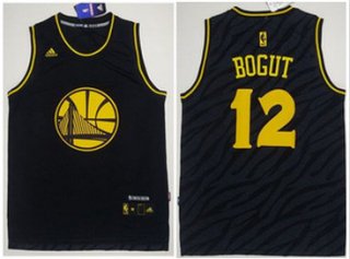 Golden State Warriors #12 Andrew Bogut Black Precious Metals Fashion Stitched NBA Jersey