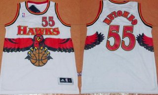 Atlanta Hawks #55 Dikembe Mutombo 1990 White Hardwood Classics Soul Swingman Throwback Jersey