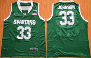 Men's Michigan State Spartans #33 Magic Johnson Green College Basketball Nike Jersey