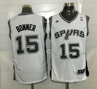 Men's San Antonio Spurs #15 Matt Bonner Revolution 30 Swingman White Jersey