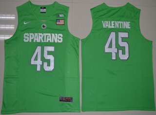 Men's Michigan State Spartans #45 Denzel Valentine 2016 Apple Green College Basketball Authentic Jersey