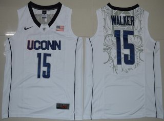 Men's Uconn Huskies #15 Kemba Walker White Nike College Basketball Swingman Jersey