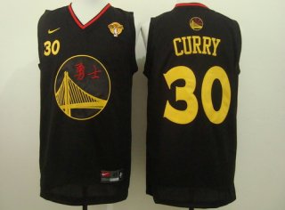 Men's Golden State Warriors #30 Stephen Curry Chinese Black Nike Authentic Jersey