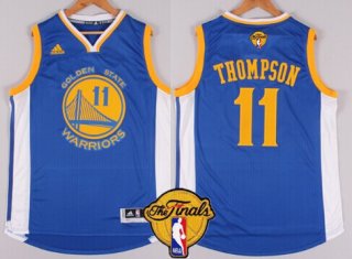 Men's Golden State Warriors #11 Klay Thompson Blue 2016 The NBA Finals Patch Jersey