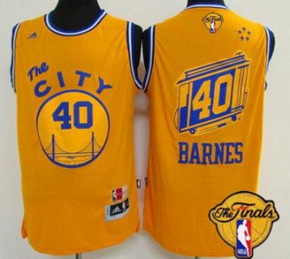 Men's Golden State Warriors #40 Harrison Barnes Retro Yellow 2016 The NBA Finals Patch Jersey