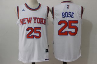 Men's New York Knicks #25 Derrick Rose White Revolution 30 Swingman Basketball Jersey