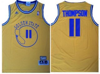 Men's Golden State Warriors #11 Klay Thompson Yellow Hardwood Classics Soul Swingman Throwback Jersey