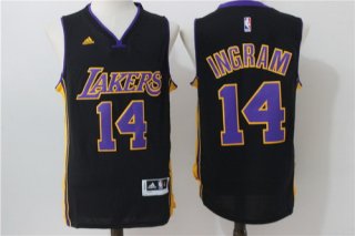 Men's Los Angeles Lakers #14 Brandon Ingram Black With Purple Revolution 30 Swingman Basketball Jersey