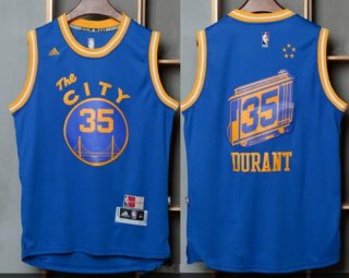 Men's Golden State Warriors #35 Kevin Durant Blue The City Revolution 30 Swingman Basketball Jersey