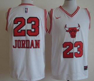 Men's Chicago Bulls #23 Michael Jordan White Bull Head Fashion Stitched NBA Nike Swingman Jersey