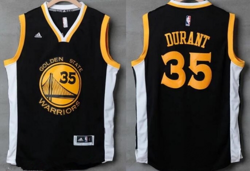 Men's Golden State Warriors #35 Kevin Durant Black With White Edge Stitched NBA Adidas Revolution 30 Swingman Jersey