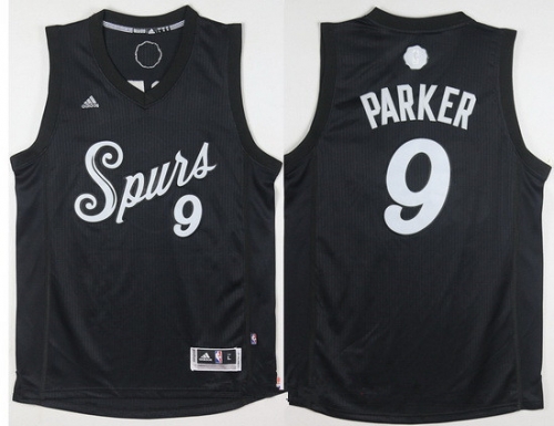 Men's San Antonio Spurs #9 Tony Parker adidas Black 2016 Christmas Day Stitched NBA Swingman Jersey