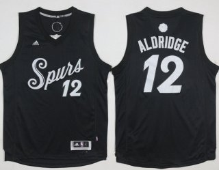 Men's San Antonio Spurs #12 LaMarcus Aldridge adidas Black 2016 Christmas Day Stitched NBA Swingman Jersey