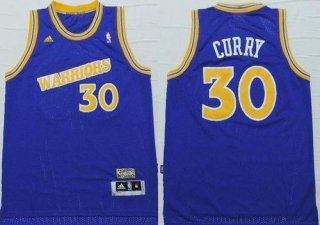 Golden State Warrlors #30 Stephen Curry Blue Throwback Stitched NBA Jersey