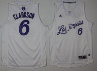 Men's Los Angeles Lakers #6 Jordan Clarkson Adidas White 2016 Christmas Day Stitched NBA Swingman Jersey