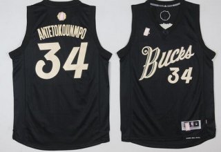 Men's Milwaukee Bucks #34 Giannis Antetokounmpo adidas Black 2016 Christmas Day Stitched NBA Swingman Jersey