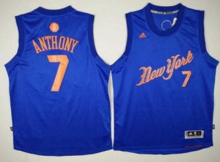 Men's New York Knicks #7 Carmelo Anthony Adidas Royal Blue 2016 Christmas Day Stitched NBA Swingman Jersey