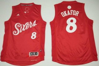 Men's Philadelphia 76ers #8 Jahlil Okafor adidas Red 2016 Christmas Day Stitched NBA Swingman Jersey