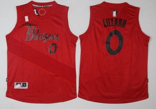 Men's Portland Trail Blazers #0 Damian Lillard adidas Red 2016 Christmas Day Stitched NBA Swingman Jersey