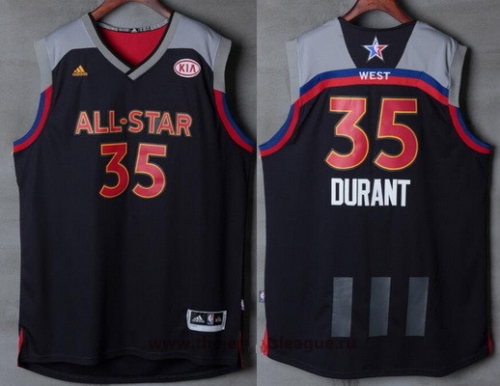 Men's Western Conference Golden State Warriors #35 Kevin Durant adidas Black Charcoal 2017 NBA All-Star Game Swingman Jersey