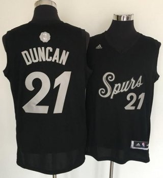 Men's San Antonio Spurs #21 Tim Duncan adidas Black 2016 Christmas Day Stitched NBA Swingman Jersey