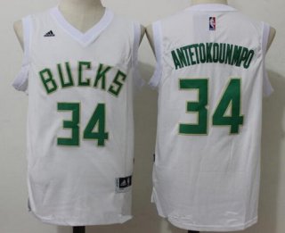 Men's Milwaukee Bucks #34 Giannis Antetokounmpo All White Stitched NBA adidas Revolution 30 Swingman Jersey